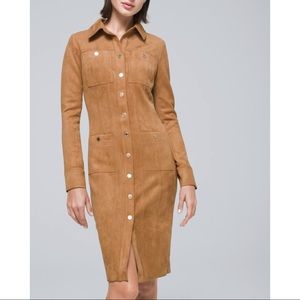WHBM | Tan Suede Full Button Down Jacket Dress